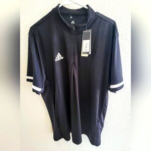 Brand New adidas Men's Black/White Team Short Sleeve Quarter Zip
